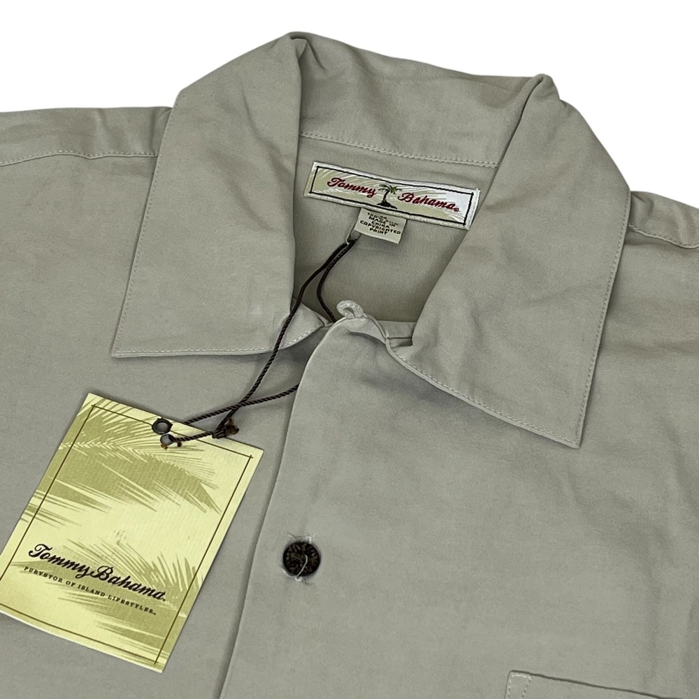 Tommy Bahama Men's M Silk Golf Shirt Tan Read It Roll It Hole It Embroidered NWT